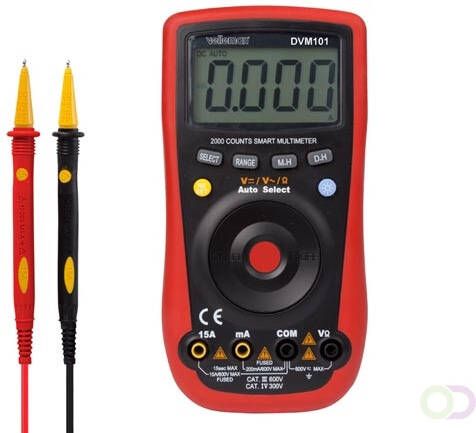 DIGITALE MULTIMETER CAT. III 600 V CAT. IV 300 V 2000 COUNTS AUTO SELECT AUTOMATISCH BEREIK