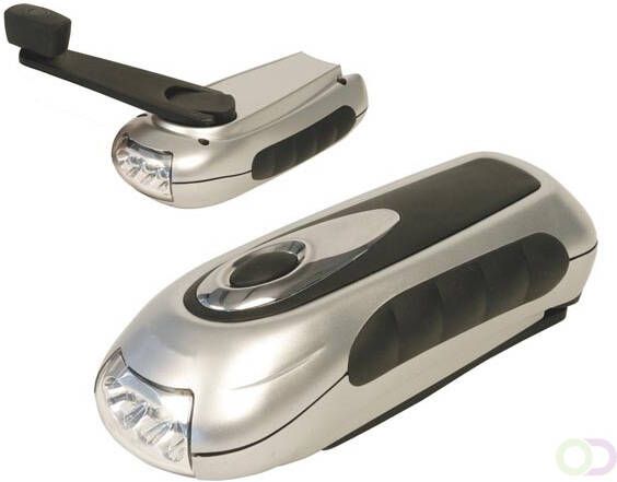 DYNAMO LEDZAKLAMP BATTERIJLADER MET 4 ADAPTERS(3 LEDS )