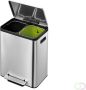 EKO Afvalbak EcoCasa Recycler pedaalemmer 15+15 liter RVS - Thumbnail 1