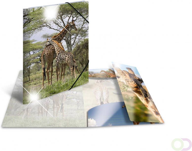 Elastomappen glossy dieren A3 PP giraffe