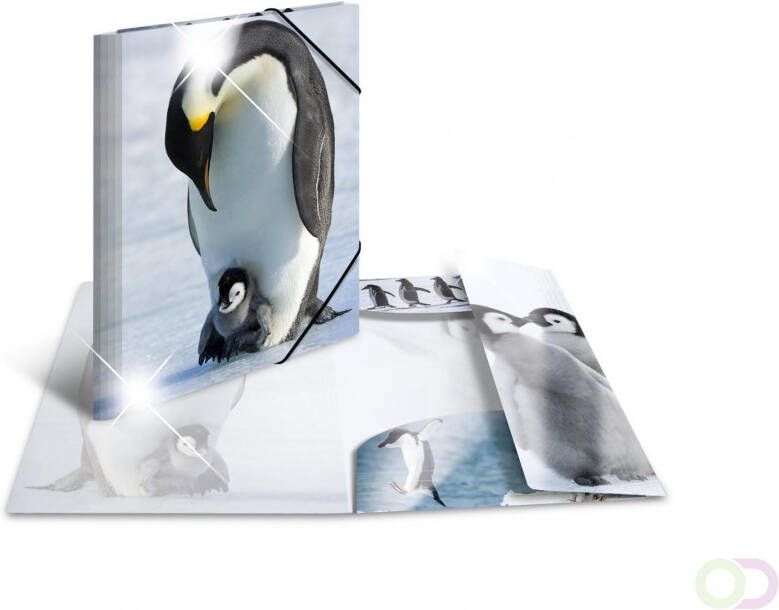 Elastomappen glossy dieren A3 PP penguins