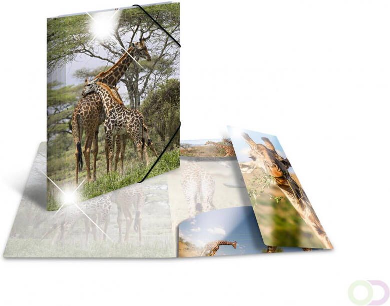 Elastomappen glossy dieren A4 PP giraffe