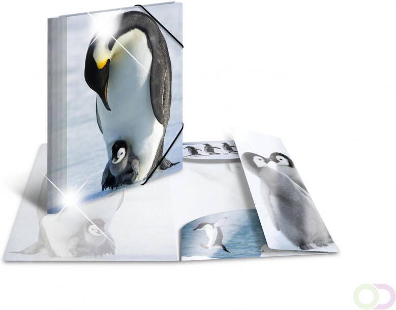 Elastomappen glossy dieren A4 PP penguins