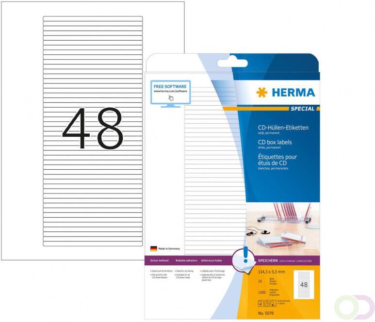 Herma Etiketten voor CD-covers A4 114 3 x 5 mm wit permanent hechtend