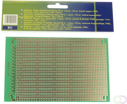 Velleman EUROCARD IC PATROON 100x160mm FR4 (1st. bl.)