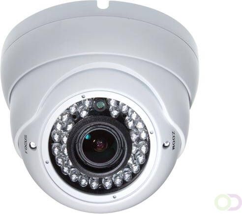 HD CCTV-CAMERA HD-TVI GEBRUIK BUITENSHUIS DOME IR VARIFOCALE LENS 1080P WIT