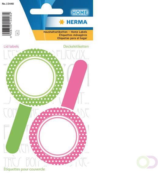 HERMA 15448 Stickers Kitchenlabels voor deksel new look roze groen