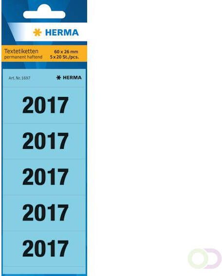 HERMA 1697 Jaartallen 2017 voor ordners 60 x 26 mm blauw permanent hechtend