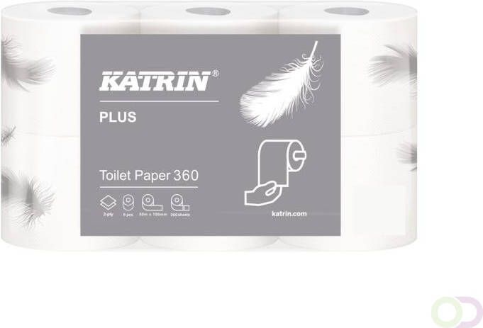 Katrin toiletpapier Plus hoogwit 3laags 143vel per rol 8x6rollen