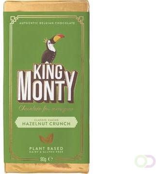 Merkloos King Monty chocoladereep Hazelnut Crunch reep van 90 g pak van 12 stuks