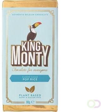 Merkloos King Monty chocoladereep Pop Rice reep van 90 g pak van 12 stuks