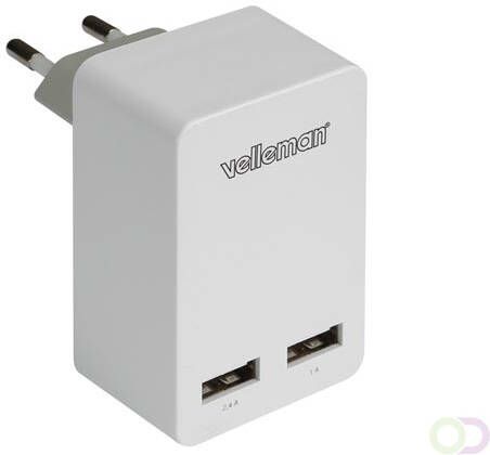 LADER MET DUBBELE USB AANSLUITING 5 V 3.4 A max.(2.4 + 1 A )