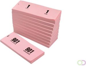 Office Nummerblok 42x105mm nummering 1 1000 roze 10 stuks