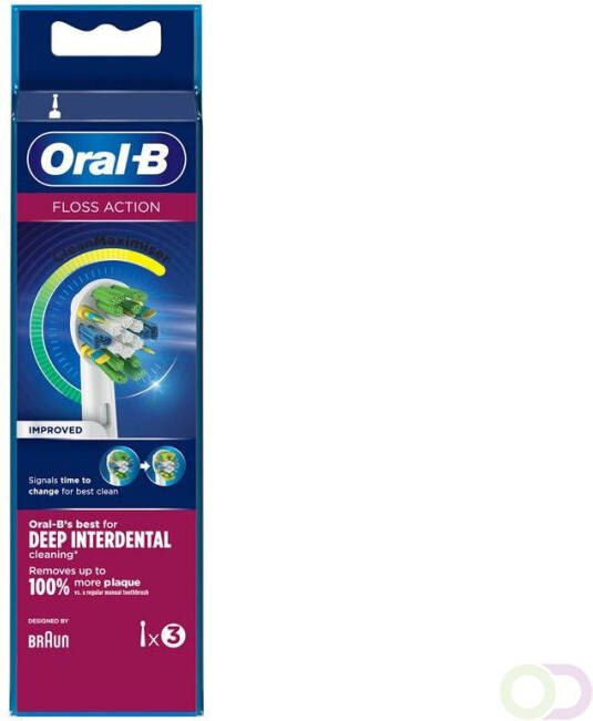 Oral B FlossAction Opzetborstel Met CleanMaximiser technologie Verpakking Van 3 Stuks