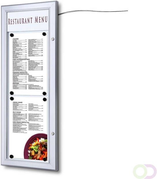 Outdoor Menubord LED Verlicht Met Logo Paneel 2x A4 Staand