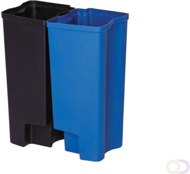 Rubbermaid Recycling binnenbakken 2x15 ltr Front Step RVS zwart blauw