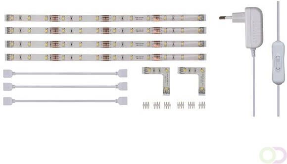 SET MET FLEXIBELE LEDSTRIPS EN VOEDING WARMWIT 4 x 30cm 12Vdc