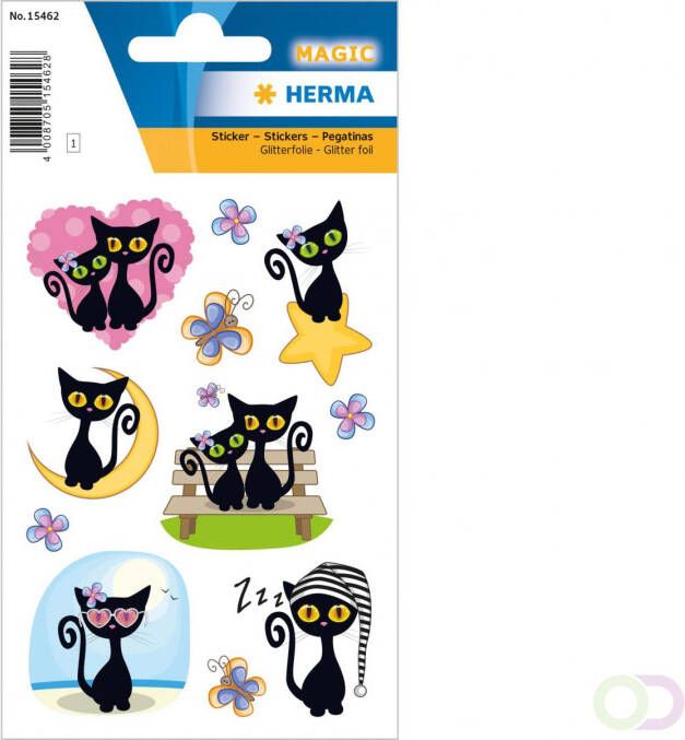 Herma Stickers grapppige kat glitterfolie