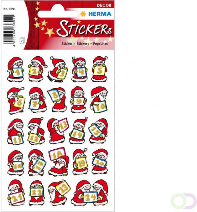 Herma Stickers kerst kerstman nr. goudpreeg