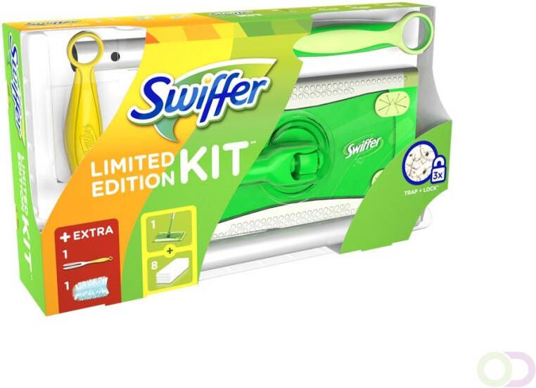 Swiffer Kit Inclusief 1 Vloerreiniger + 8 Droge Vloerdoekjes En 1 Duster + 1 Navulling