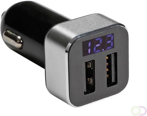 USB-LADER VOOR DE AUTO MET 2 x USB-AANSLUITING EN DISPLAY (5 VDC 2.1 A) 10 W max.