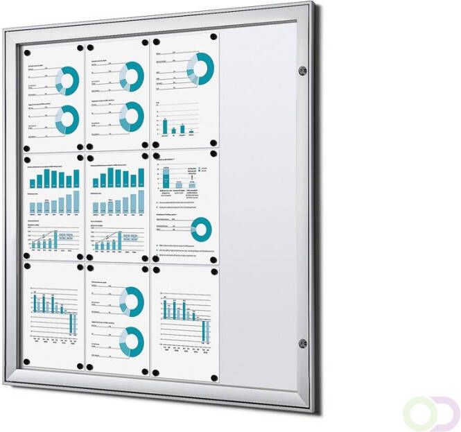 Vergrendelbaar Notitiebord Indoor B1 Brandwerend Zilver 12x A4