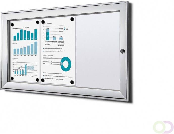 Vergrendelbaar Notitiebord Indoor B1 Brandwerend Zilver 3x A4