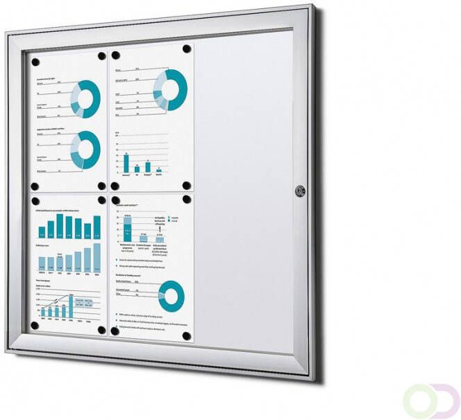 Vergrendelbaar Notitiebord Indoor B1 Brandwerend Zilver 6x A4