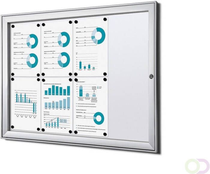 Vergrendelbaar Notitiebord Indoor B1 Brandwerend Zilver 8x A4