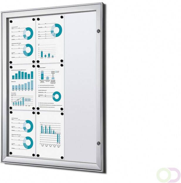 Vergrendelbaar Notitiebord Indoor B1 Brandwerend Zilver 9x A4