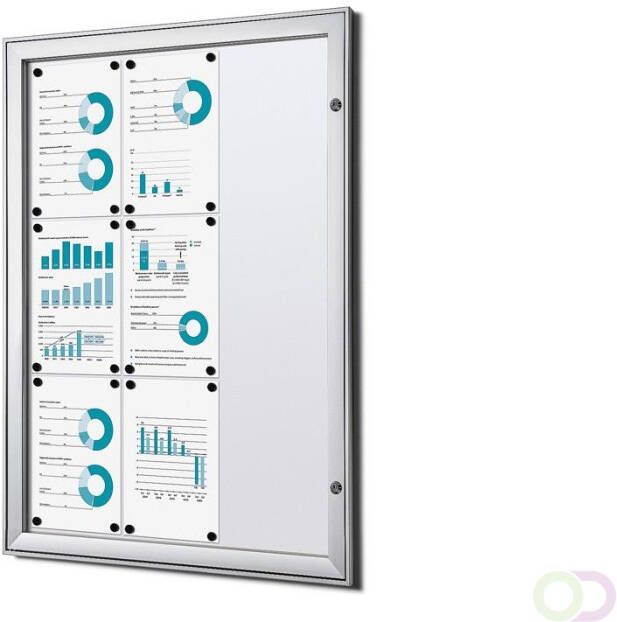 Vergrendelbaar Notitiebord Indoor B1 Brandwerend Zilver 9x A4