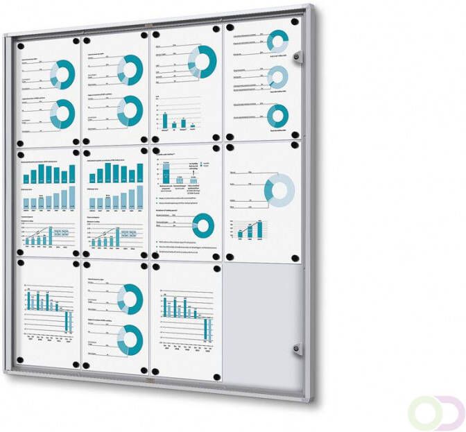 Vergrendelbaar Notitiebord Indoor Economy B1 Brandwerend 12x A4