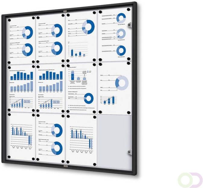 Vitrinekast Mededelingenbord Indoor Economy Zwart(12xA4 )