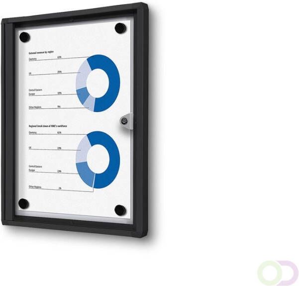 Vitrinekast Mededelingenbord Indoor Economy Zwart(1xA4 )