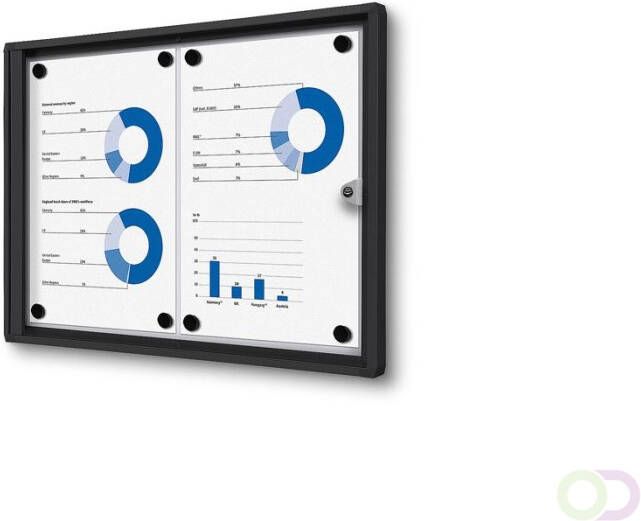 Vitrinekast Mededelingenbord Indoor Economy Zwart(2xA4 )