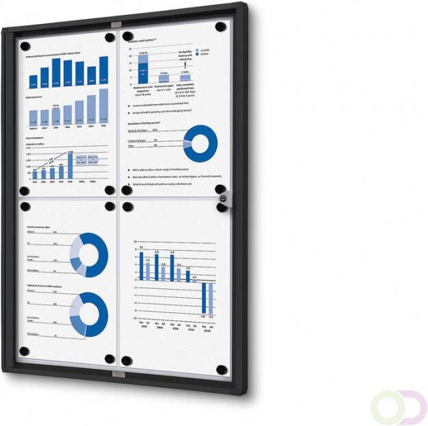 Vergrendelbaar Notitiebord Indoor Economy Zwart 4x A4