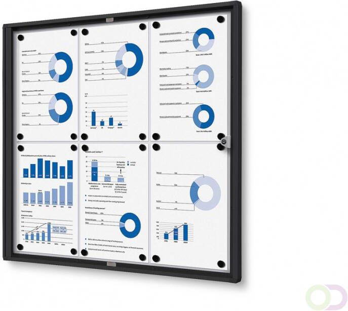 Vitrinekast Mededelingenbord Indoor Economy Zwart(6xA4 )
