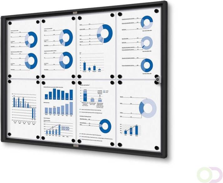 Vergrendelbaar Notitiebord Indoor Economy Zwart 8x A4