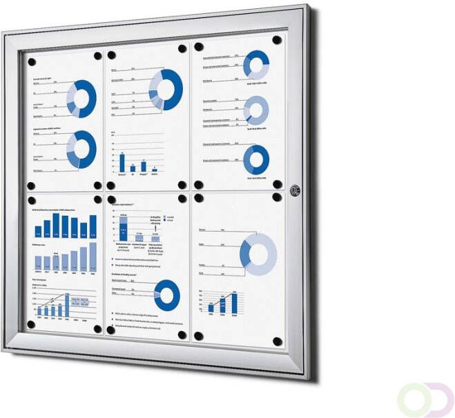 Vergrendelbaar Notitiebord Indoor Zilver 6x A4