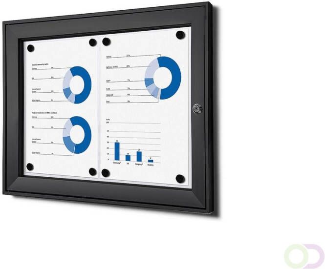 Vergrendelbaar Notitiebord Indoor Zwart 2x A4