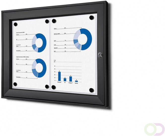 Vitrinekast Mededelingenbord zwart Indoor Outdoor(2xA4 )