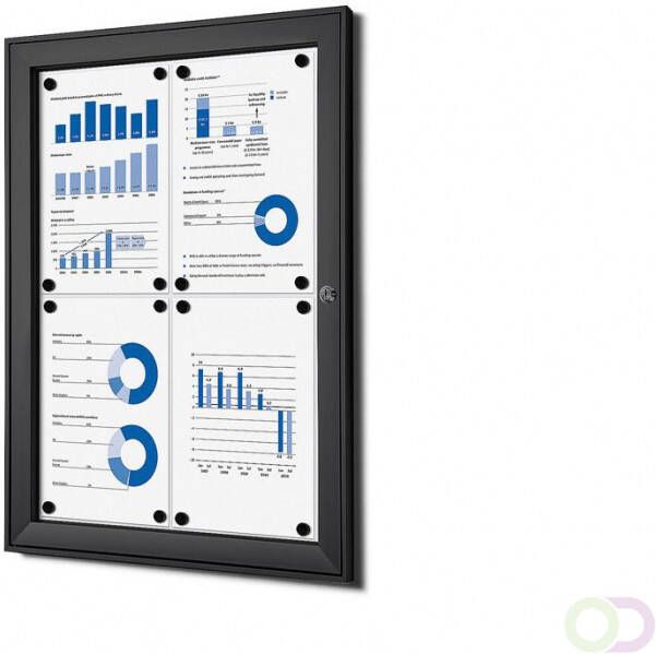 Vitrinekast Mededelingenbord zwart Indoor Outdoor(4xA4 )