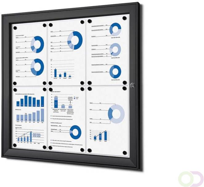 Vergrendelbaar Notitiebord Indoor Zwart 6x A4