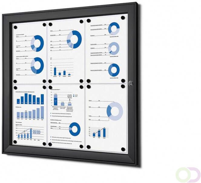 Vitrinekast Mededelingenbord zwart Indoor Outdoor(6xA4 )