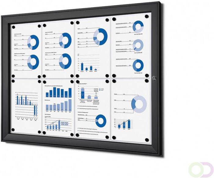Vitrinekast Mededelingenbord zwart Indoor Outdoor(8xA4 )