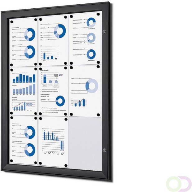 Vitrinekast Mededelingenbord zwart Indoor Outdoor(9xA4 )