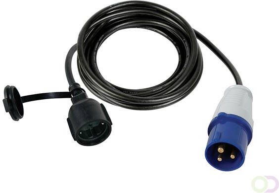 Verloopkabel H07RN-F 3G1.5 3 m 16 A 230 V 3680 W type F naar CEE voor binnen en buiten rubber blauw