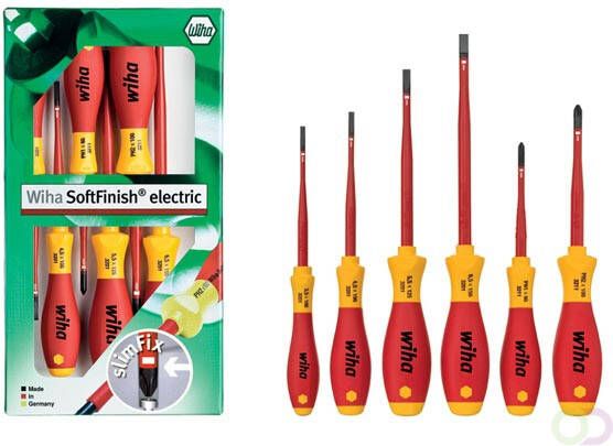 Velleman Wiha Schroevendraaierset SoftFinish electric slimFix sleufkop Phillips 6-delig (35389)