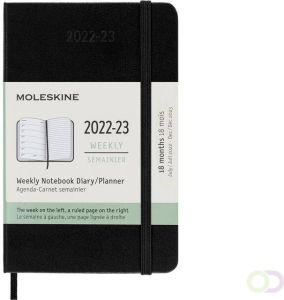 Moleskine Agenda notitieboek 2022-2023 18mnd Pocket hard cover zwart