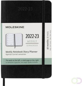 Moleskine Agenda notitieboek 2022-2023 18mnd Pocket soft cover zwart